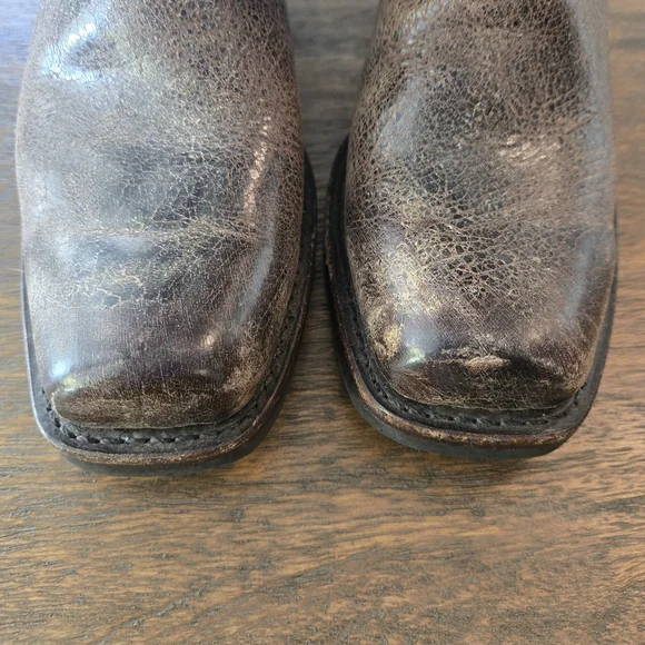 Frye Distressed Brown Harness Boots - Picture 2 of 7